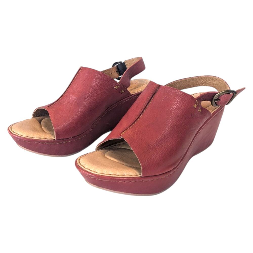Born Valencia Fuchsia Sandal Slingback Leather Wedge Heels Women’s 10